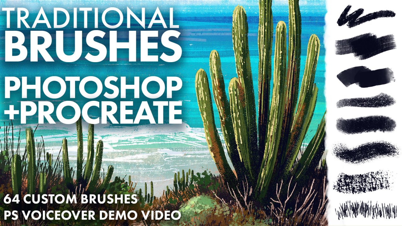 Traditional Texture Brushes for Photoshop and Procreate